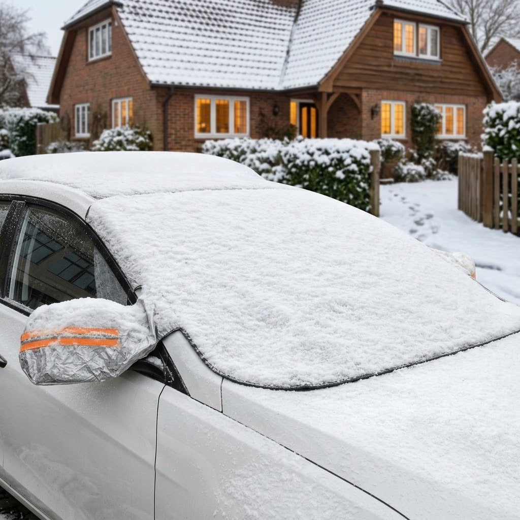 Winter windshield cover with mirror protection and door flaps, 260 x 116 cm