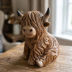Highland Cow Night Light made of Resin – Decorative Lamp with Warm Amber Light