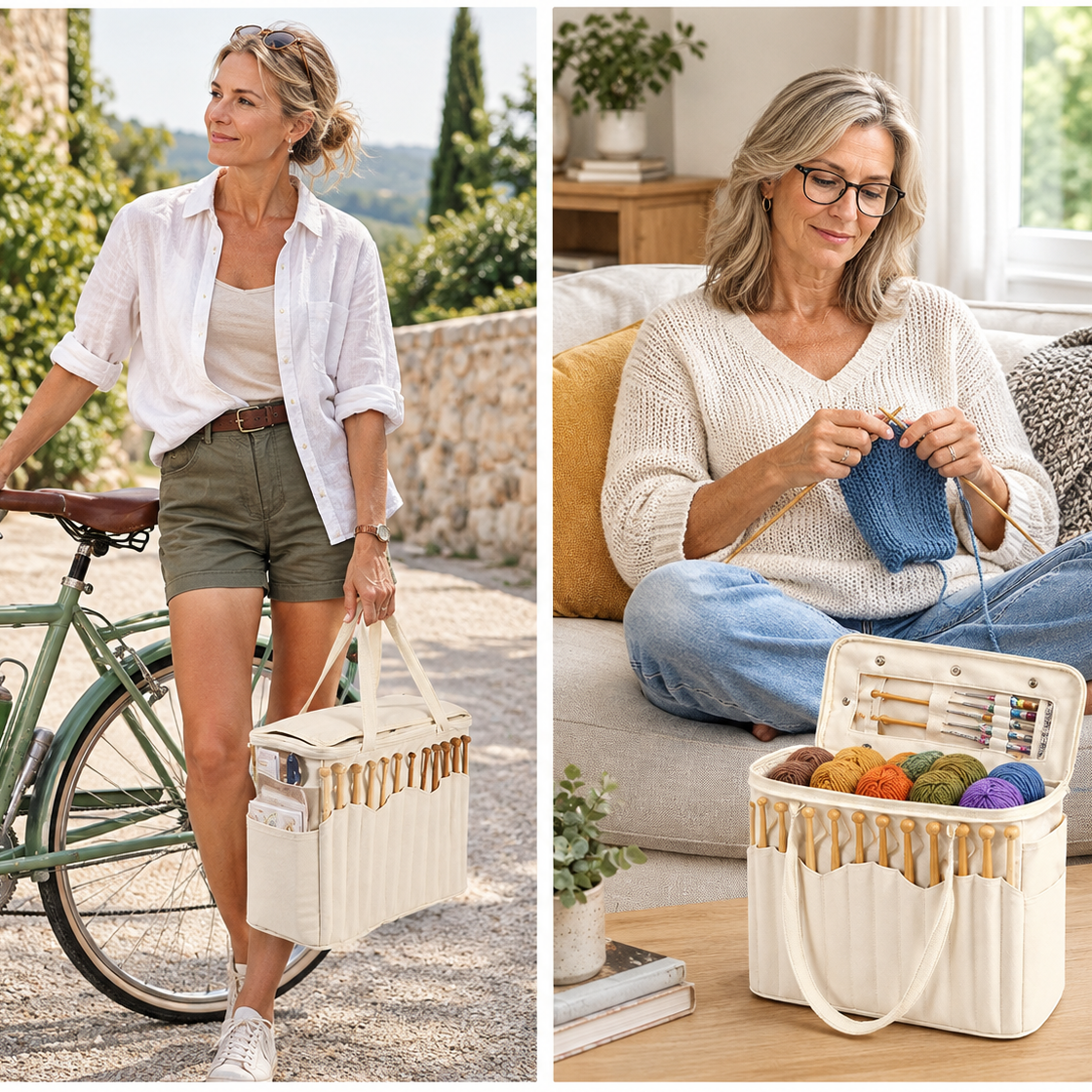 Nadel-Rolltasche Canvas für Strick- und Häkelnadeln