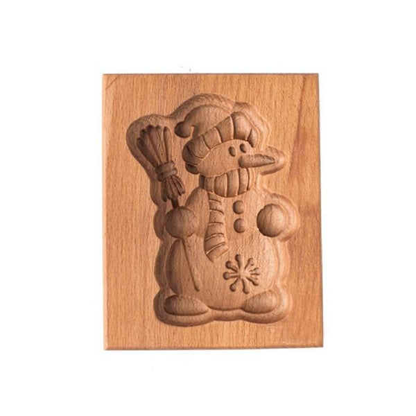 Holz-Backform mit handgeschnitzten Motiven