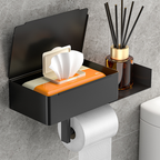 Toilettenpapierhalter mit Ablage ohne Bohren – Edelstahl
