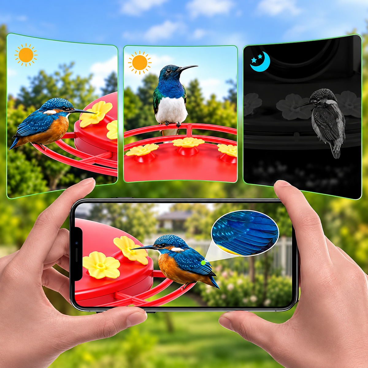 Kolibri-Futterspender mit 1080P Kamera und Wi-Fi