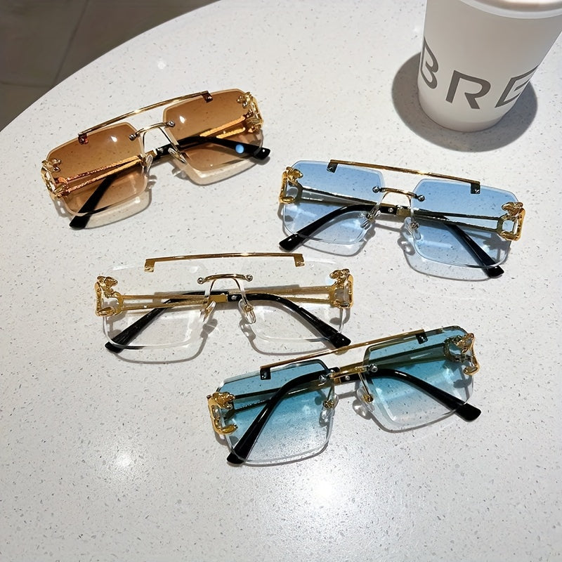 Randlose Sonnenbrille Herren mit Tigerdesign