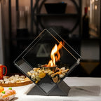 Tabletop Fireplace with Stone Decor and Bio-Ethanol Flame