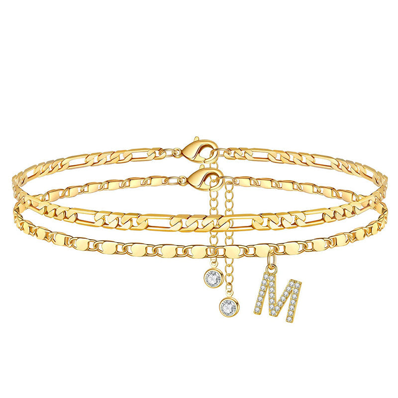 Fußkette Layered-Design mit Strass-Steinen