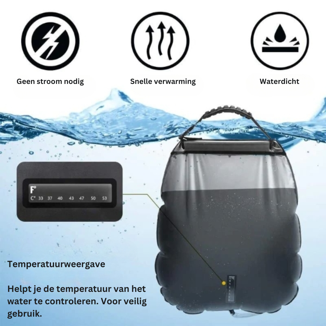 Solar shower bag 20 liters with solar heating