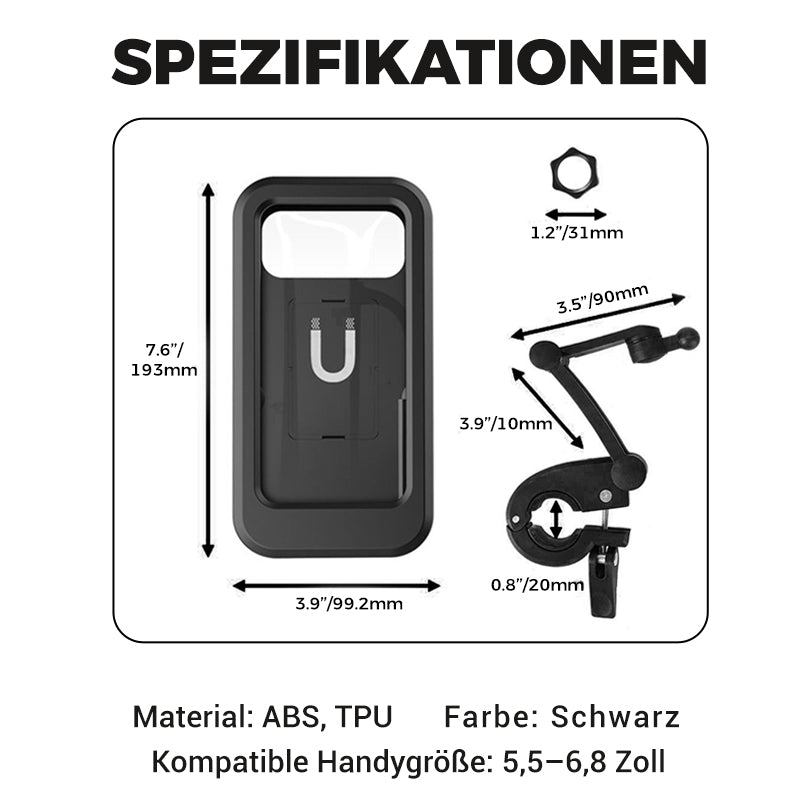 Waterproof smartphone holder for bicycle and motorcycle