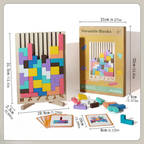 Wooden Tetris puzzle – Colorful building game from 5 years