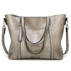 Leather handbag with large capacity and adjustable shoulder strap