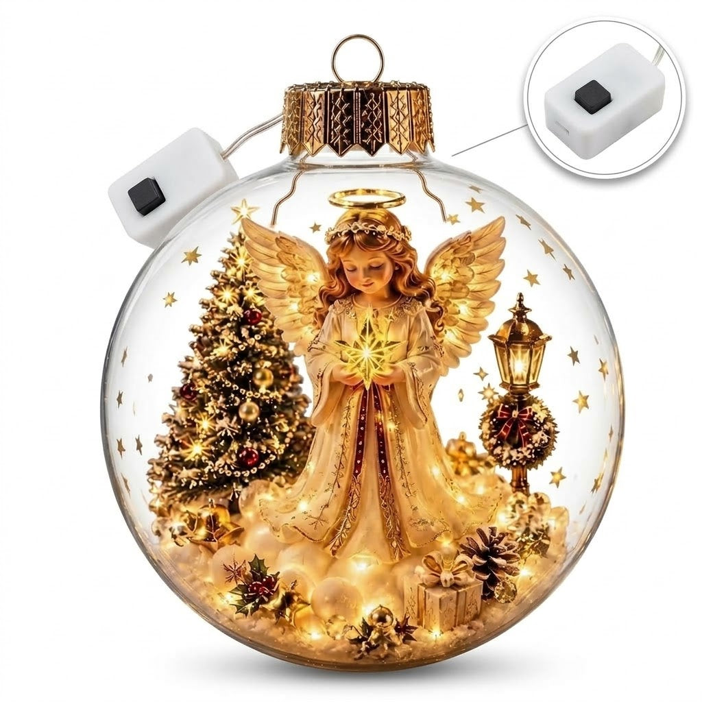 Weihnachtsanhänger beleuchtet mit Miniaturszene