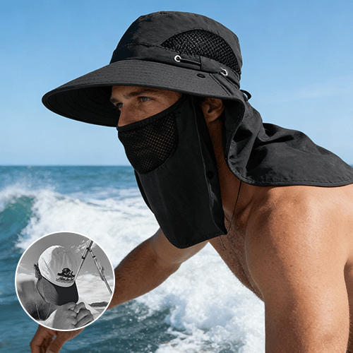 Sonnenhut mit abnehmbarem Nackenschutz und Gesichtsmaske