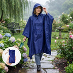 Regenponcho mit Kapuze und Fronttasche, faltbar – 210 × 140 cm