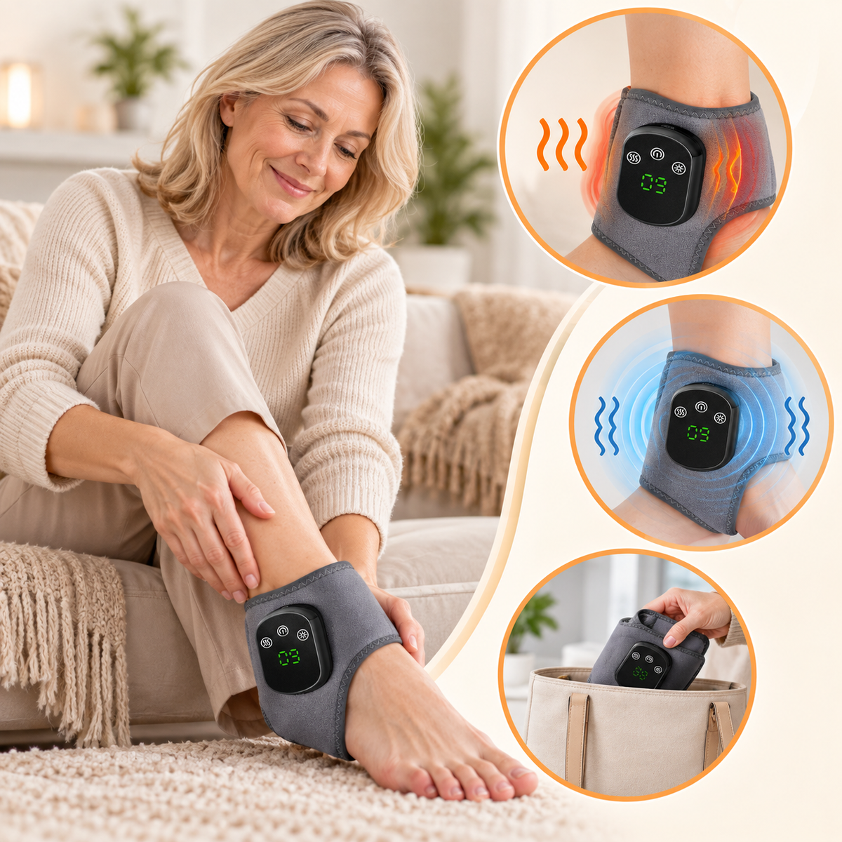 Wärme- und Vibrationsmassagegerät mit LED-Anzeige