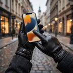 Touchscreen-Lederhandschuhe aus Schafsleder mit Fleecefutter