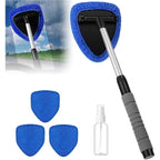Window cleaner with rotating microfiber head