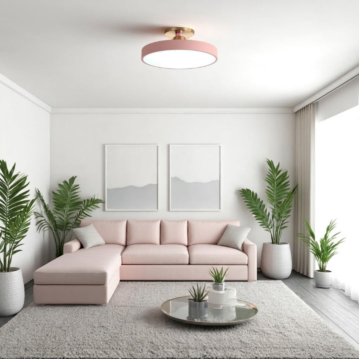 Round LED ceiling light with brass fitting, Ø 30 cm