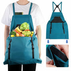 Garden apron with kangaroo pocket and adjustable straps