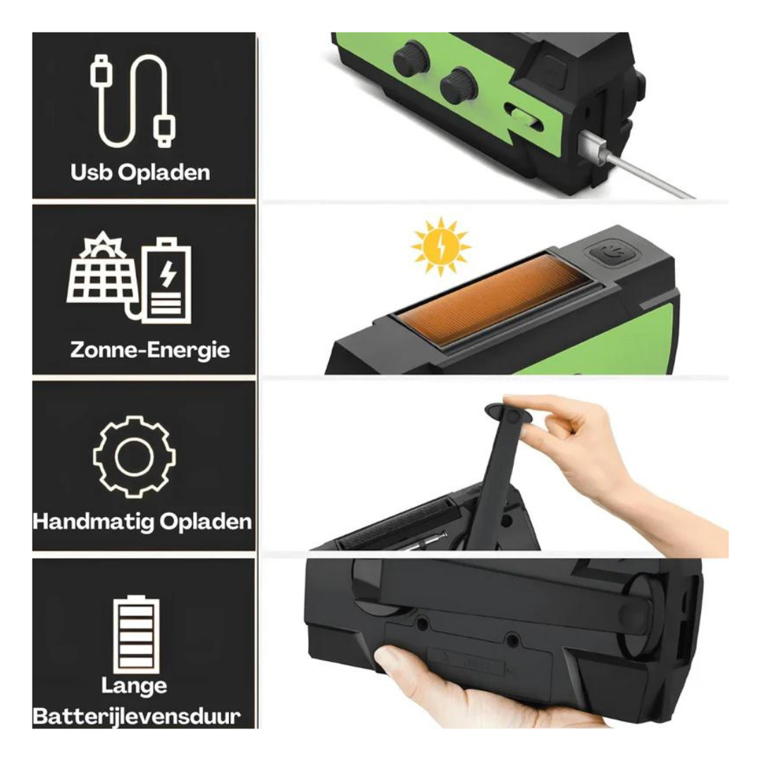 Notfall-Radio mit Solar und Kurbel – Power-Bank für Outdoor