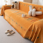 Sofaüberwurf Chenille mit Fransen – Wendbar, geometrisches Muster