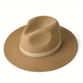 Panama sun hat with wide brim made of paper fiber