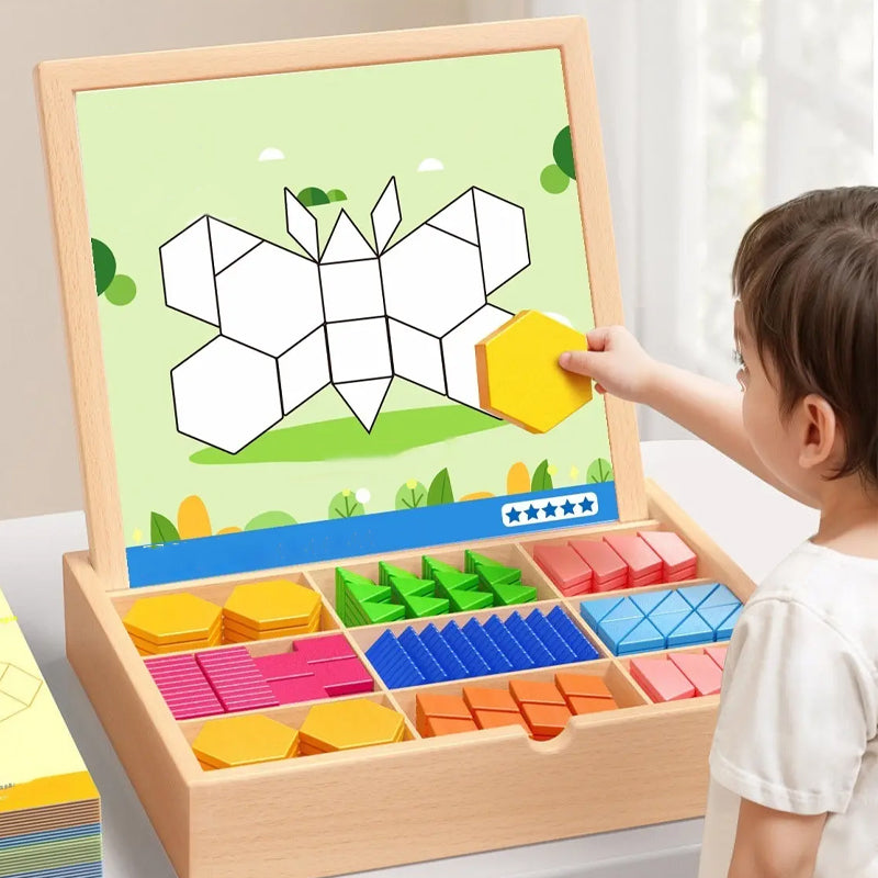 Magnetisches Holz-Puzzle mit geometrischen Formen