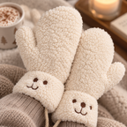 Plüsch-Handschuhe mit verstellbarem Kordelzug