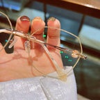Rahmenlose Lesebrille mit Blaulichtfilter und Ziersteinen