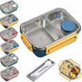 Lunchbox Edelstahl mit 3 Fächern und Saucenbehälter