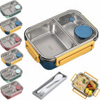 Lunchbox Edelstahl mit 3 Fächern und Saucenbehälter