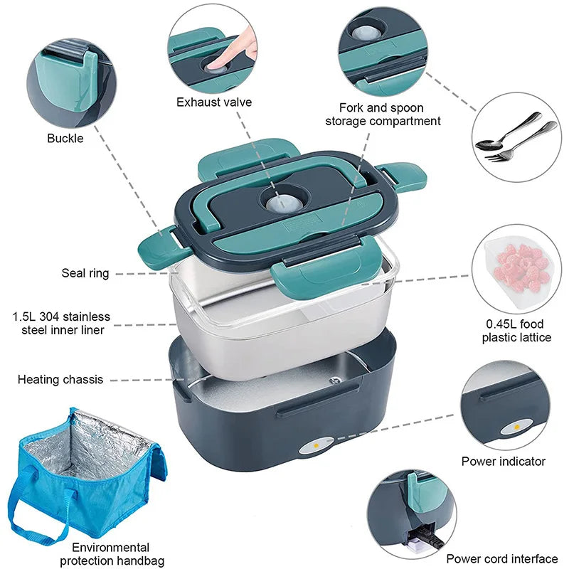 Elektrische Lunchbox mit Heizfunktion – Edelstahl