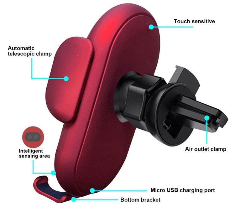 Wireless car charger with automatic phone holder