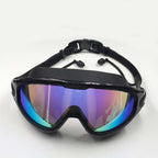 Swimming goggles with 180° field of view and anti-fog