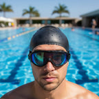 Swimming goggles with 180° field of view and anti-fog