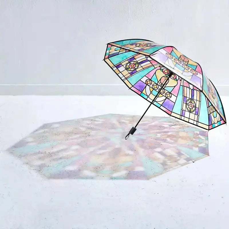 Automatischer Regenschirm – Vintage-Design mit Buntglas und Windschutz Mivoza Deutschland