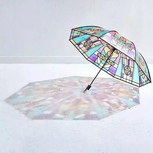 Automatischer Regenschirm – Vintage-Design mit Buntglas und Windschutz Mivoza Deutschland