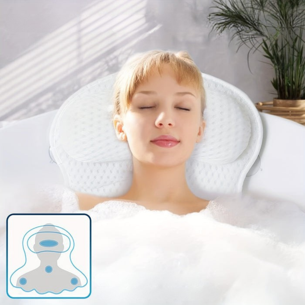Ergonomic Bath Pillow with Neck Support – Mesh Material