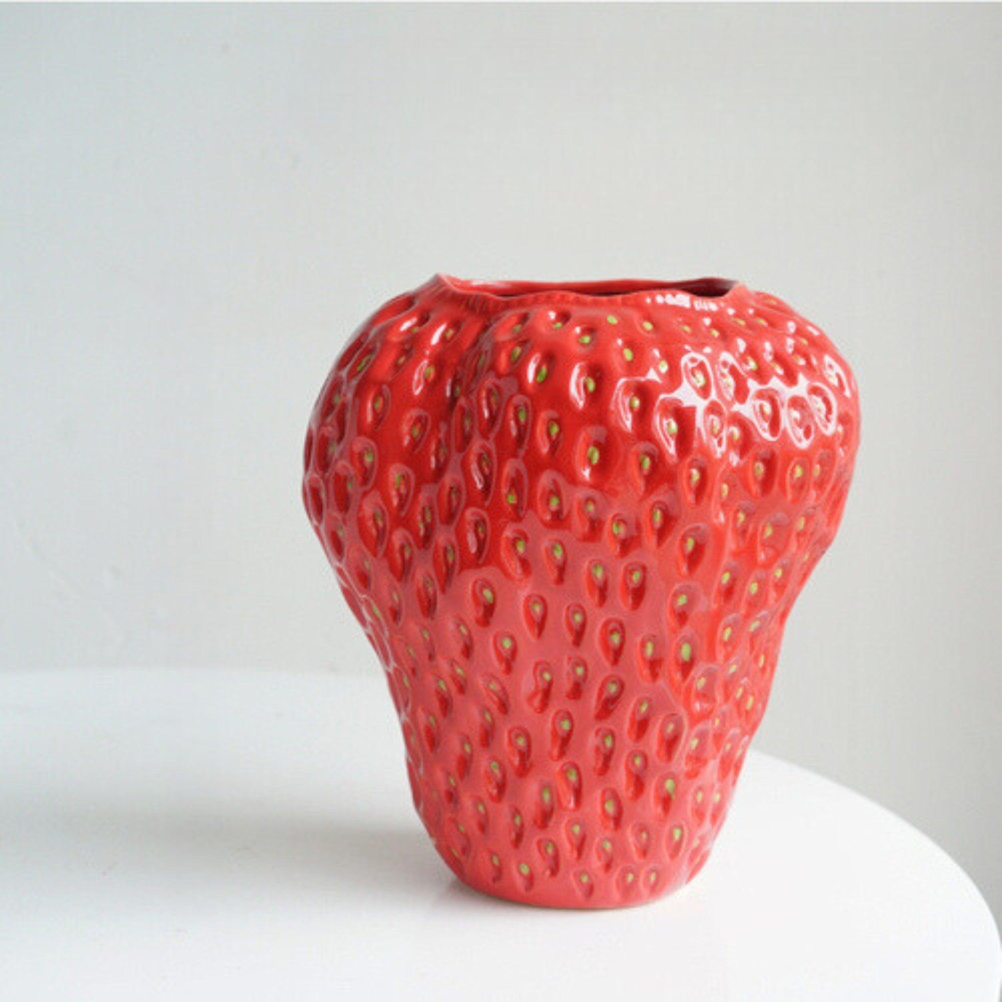 Keramik-Vase Erdbeere-Form mit glasierter Oberfläche