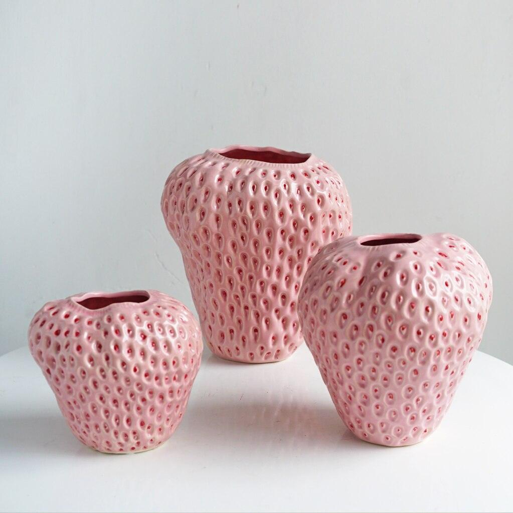 Keramik-Vase Erdbeere-Form mit glasierter Oberfläche