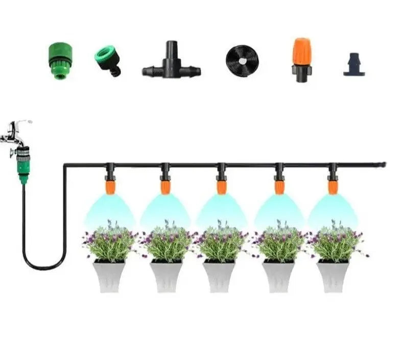 Bewässerungssystem mit Feinnebel-Sprühdüsen für Garten und Terrasse