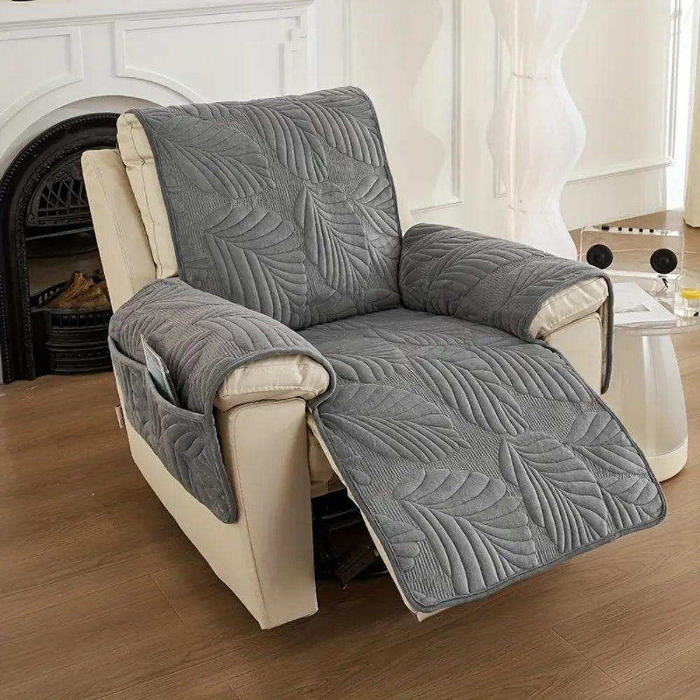 Armchair cover for recliner with leaf pattern