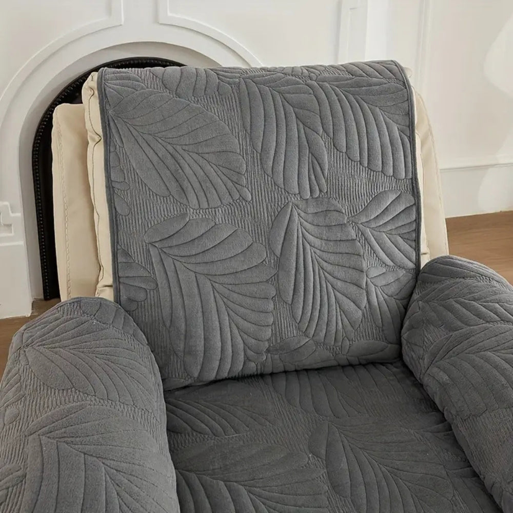 Armchair cover for recliner with leaf pattern