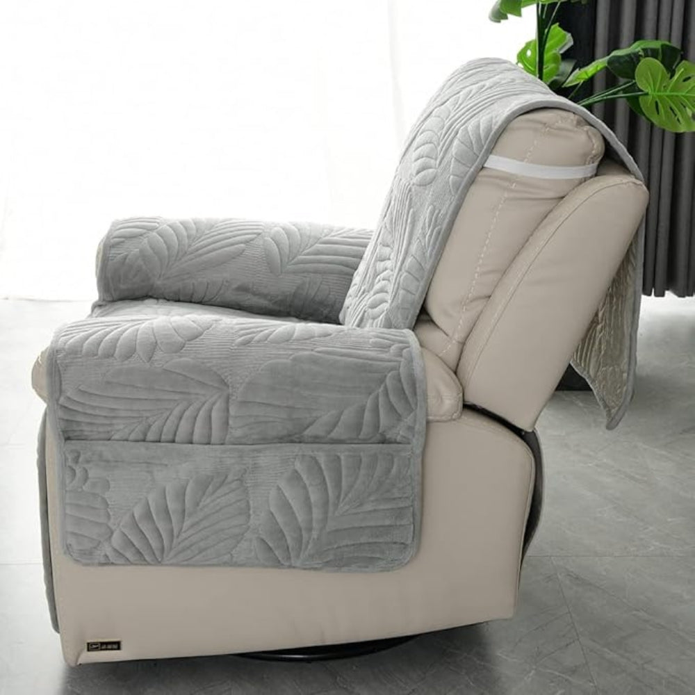 Armchair cover for recliner with leaf pattern