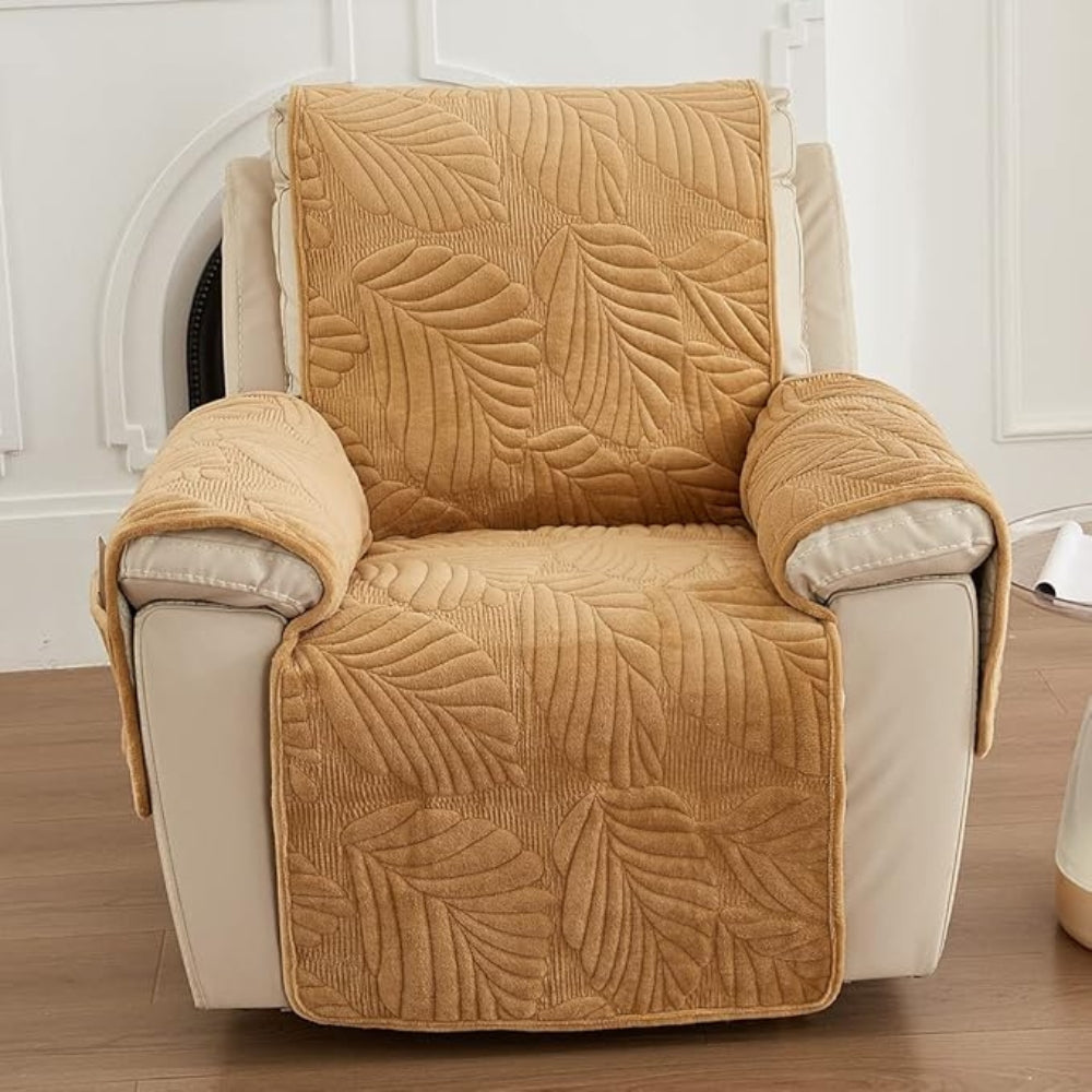 Armchair cover for recliner with leaf pattern