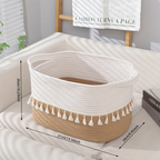 Baumwoll-Aufbewahrungskorb mit Quasten – Dekoratives Boho-Design