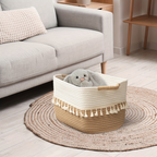 Baumwoll-Aufbewahrungskorb mit Quasten – Dekoratives Boho-Design