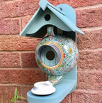 Hand-painted teapot birdhouse made of resin for garden