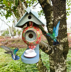 Hand-painted teapot birdhouse made of resin for garden
