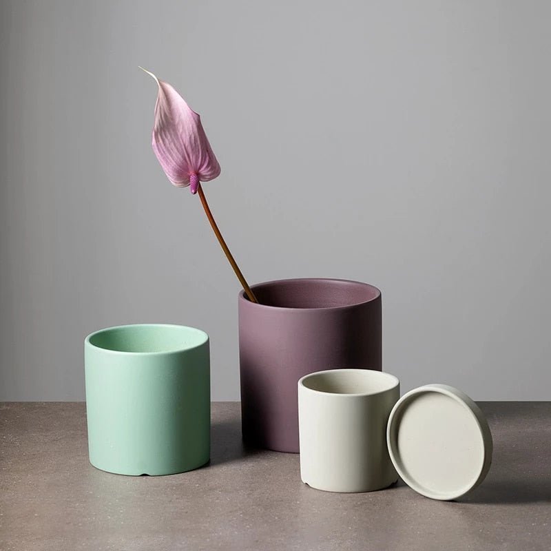 Ceramic Flower Pot with Saucer – Matte Surface