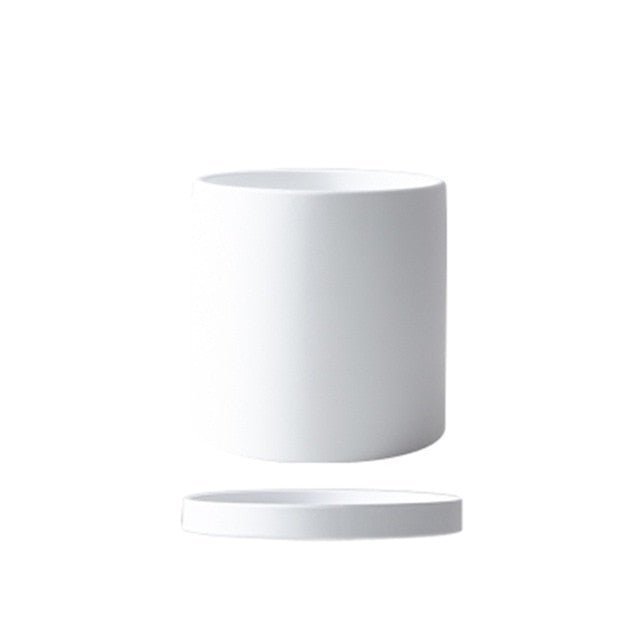 Ceramic Flower Pot with Saucer – Matte Surface