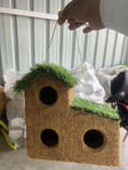 Vogelhaus Kokosfaser 3-teilig mit Grasdach für Garten